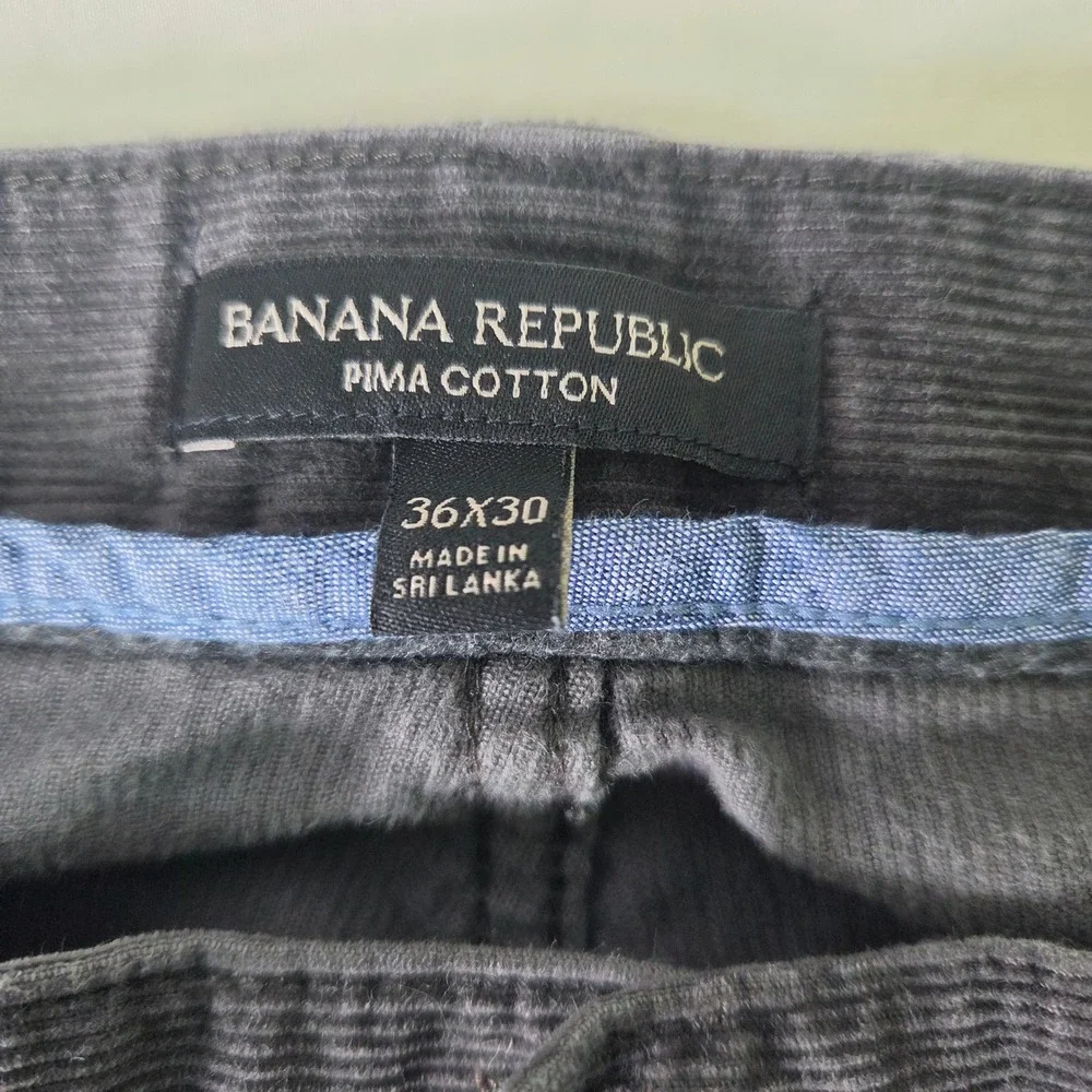 Banana Republic Mens Charcoal Gray Pima Cotton Corduroy Pants 36x30 Straight Leg